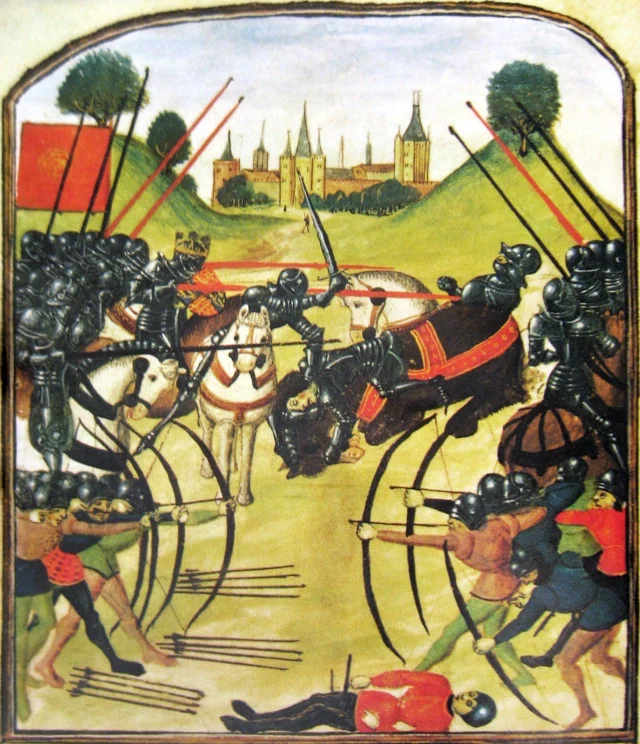 The Battle of Tewkesbury took place #OnThisDay in 1471. It was a decisive victory for the House of York with many prominent Lancastrians killed during the battle or executed shortly afterwards. Image is the battle as depicted in the Ghent manuscript (Ghent University Library).