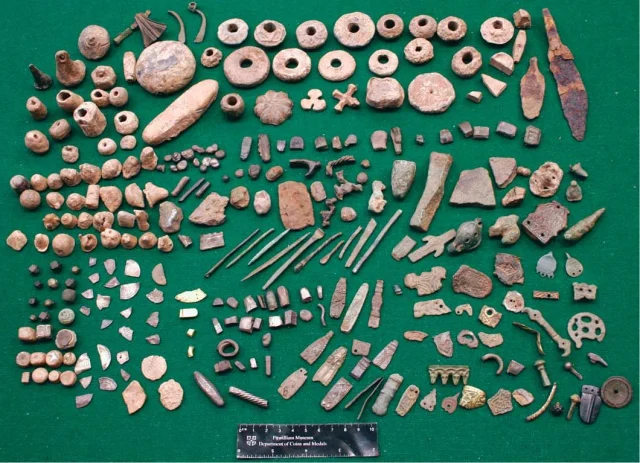 Next on our tour of Viking-age sites, #Take5 heads to England this week. Viking raids on what is now England began towards the end of the 8th century, the 793 raid on Lindisfarne being one of the most significant. For the next 300 years, Viking raids and conquests were a constant feature of life in the Anglo-Saxon kingdoms. Here are 5 sites where evidence of Vikings in England has been uncovered.

1.	Torksey. This was a major Viking winter camp in the 9th century. Excavations have revealed evidence of extensive metal-working and trade, as well as activities of daily life. Pictured are a selection of metal-detected finds from the site. (Image: © Fitzwilliam Museum, Cambridge). 

2.	Repton, Derbyshire. Known for its Viking burial mound, this site was a significant Viking stronghold. Excavations have revealed a mass grave (pictured) and a large defensive ditch. (Image: © Martin Biddle). 

3.	Coppergate, York. Original excavations on this site in the 1970s revealed well-preserved Viking Age buildings and many artefacts, including 5 tonnes of animal bones, as well as jewellery (pictured), stonework, woodworking tools and coin minting items. (Image: © York Archaeological Trust).

4.	Thetford, Norfolk. This was a large Viking winter camp in the 9th century and developed into a thriving commercial centre. Excavations revealed intensive occupation and industrial activity including ditches, pits, and pottery kilns. Pictured is a pottery lamp from one of the kilns (Image: © Norfolk Museums Service).

5.	High Tarns Farm, Cumbria. Archaeologists recently unearthed Britain’s largest known Viking-age building here, as well as a charcoal production pit, a grain dryer and other structures. (Image: © Grampus Heritage & Training).

#Vikings #EarlyMedieval #VikingEngland #VikingArchaeology #Archaeology #Medieval