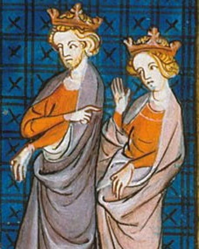 #OnThisDay in 1152 Eleanor of Aquitaine married Henry II, marking the start of a sometimes tumultuous union. The power couple are shown here in a 14th century manuscript from the British Library. (Image: British Library, Royal 16 G VI f. 343v).