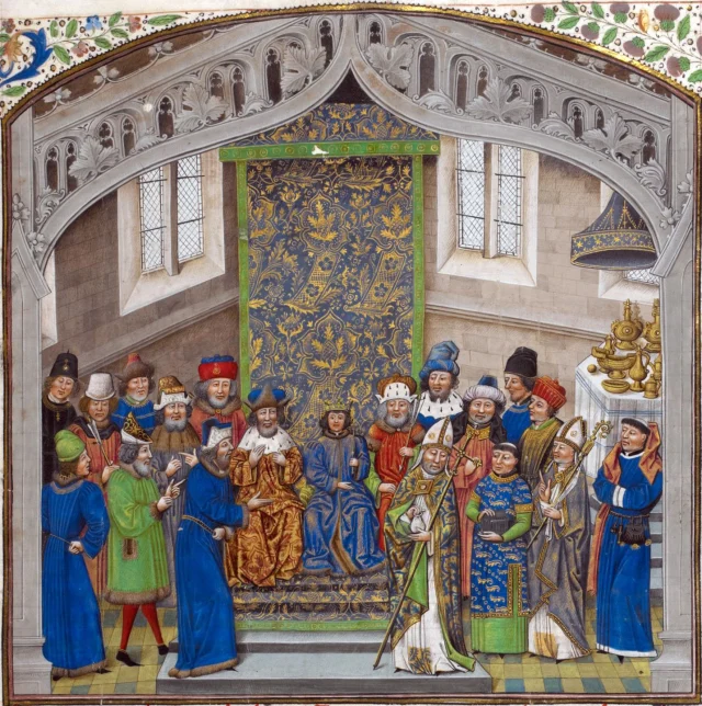 The reign of Richard II begins #OnThisDay in 1377. This depiction of his coronation at the age of ten is from the Recueil des croniques et Anchiennes Istories de la Grant Bretaigne by Jean de Wavrin (image: British Library,  Royal 14 E IV f. 10).