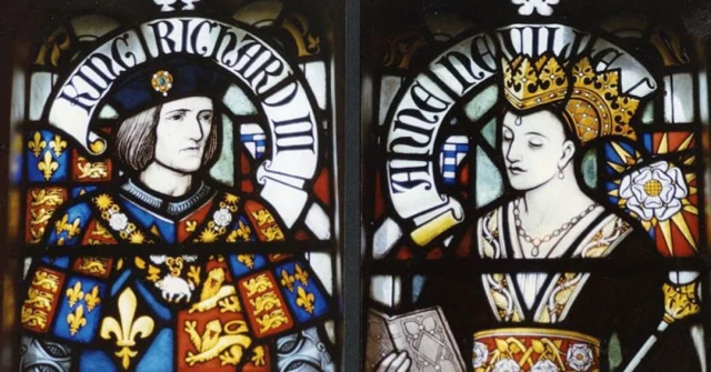 #OnThisDay in 1472, Richard III married Anne Neville. The couple are pictured here in a stained glass window at Cardiff Castle (Image: VeteranMP via Wikimedia Commons, CC BY SA 3.0). #RichardIII